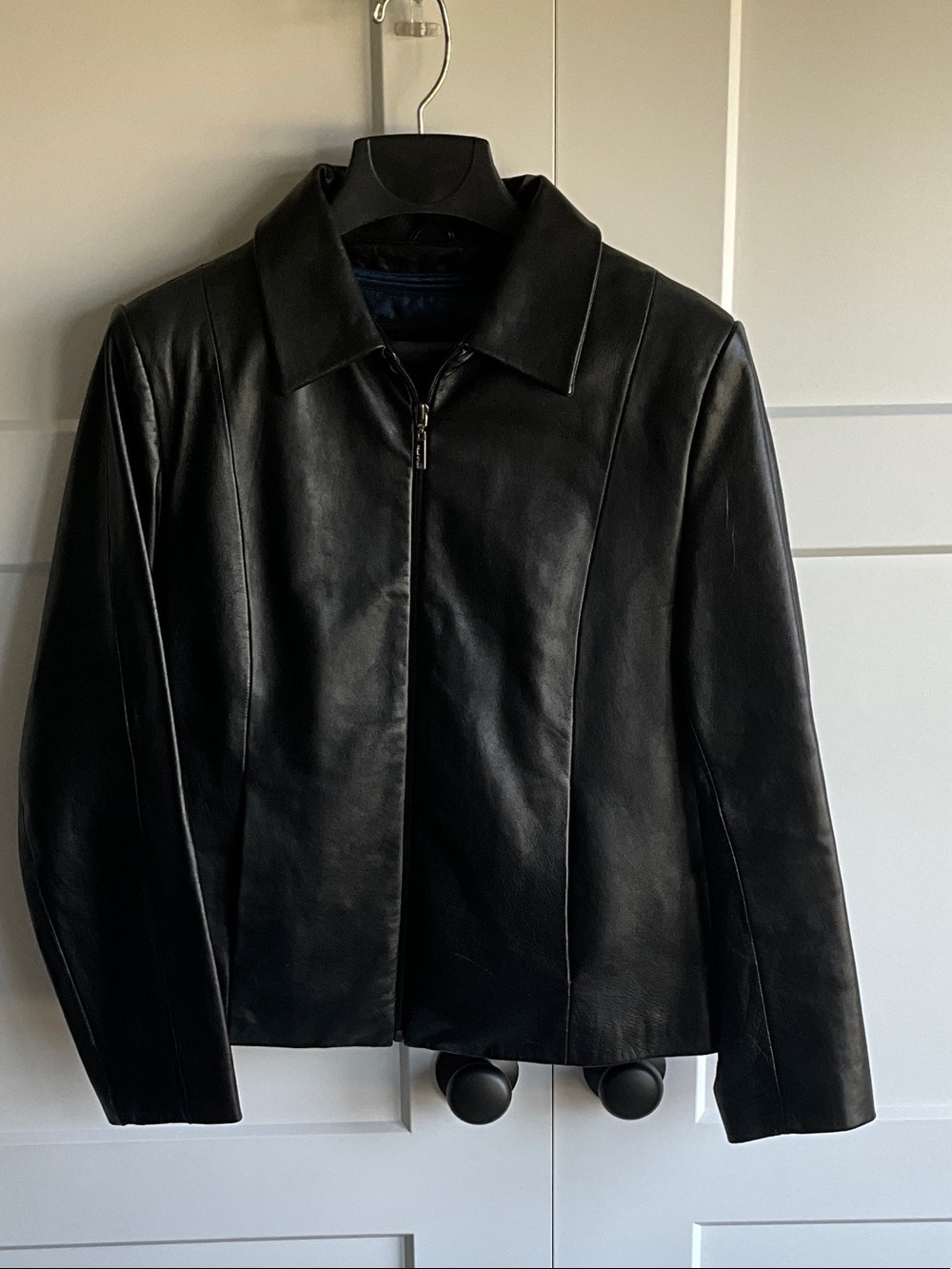 Wilsons Leather Smooth Black Zip-Front Leather Jacket